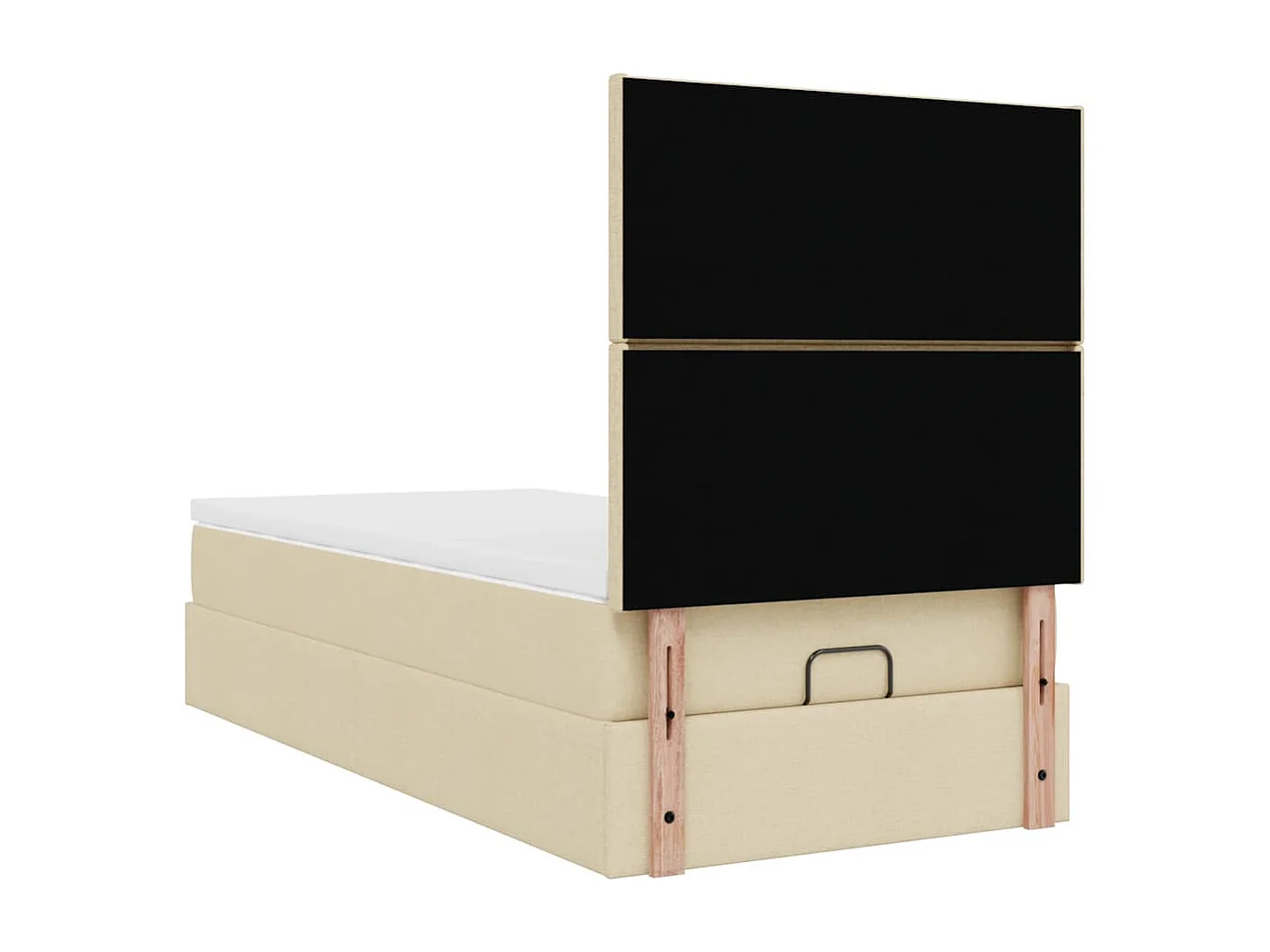 Cadre de lit ottoman avec matelas crème 80x200 cm tissu