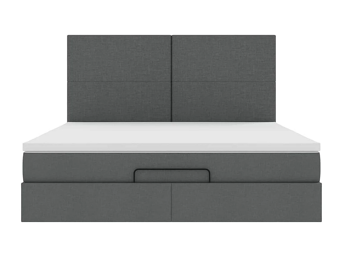 Cadre de lit ottoman avec matelas gris foncé 180x200 cm tissu
