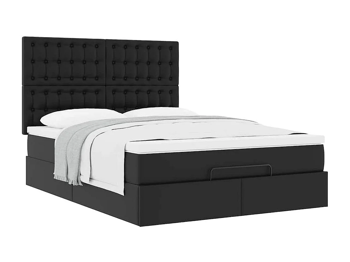 Estrutura de cama otomana com colchão 140x190 cm preta