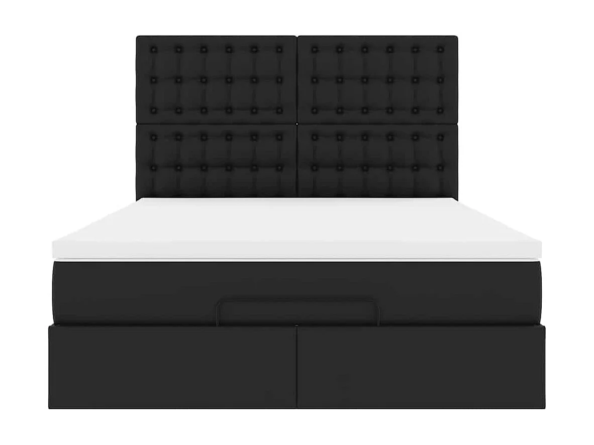 Estrutura de cama otomana com colchão 140x190 cm preta