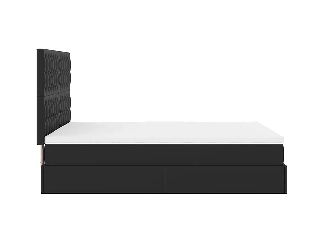 Cadre de lit ottoman avec matelas noir 140x190 cm similicuir
