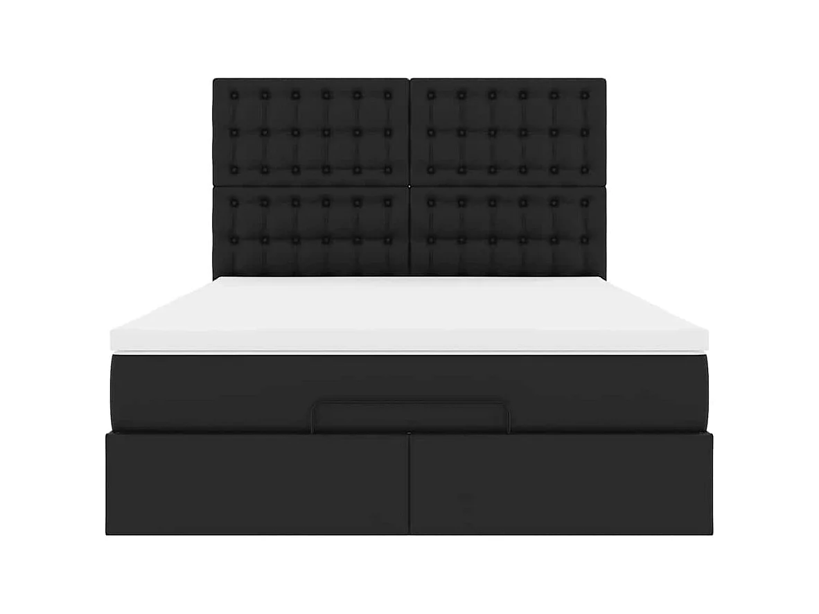Cadre de lit ottoman avec matelas noir 140x190 cm similicuir