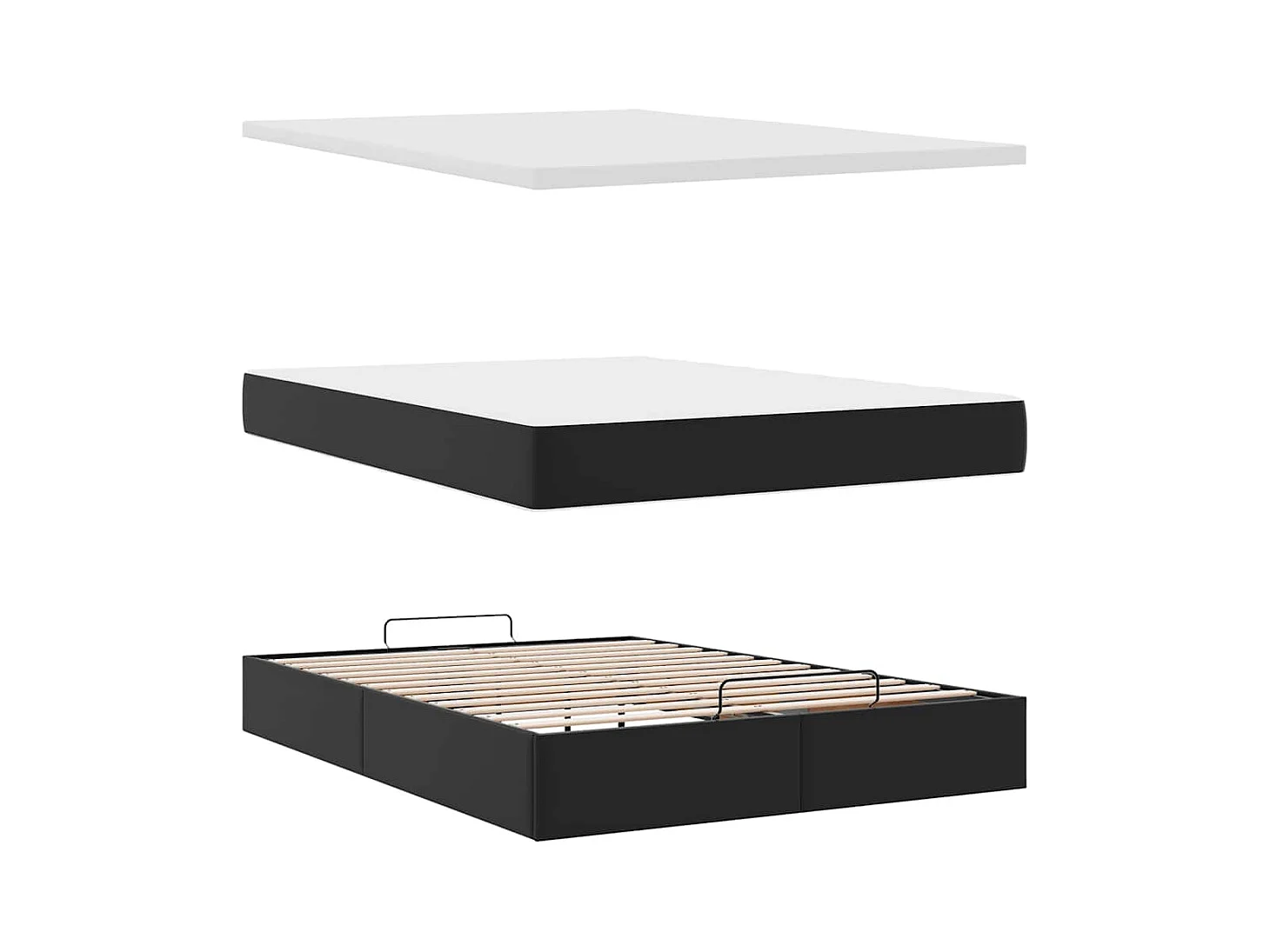 Cadre de lit ottoman avec matelas noir 140x190 cm similicuir