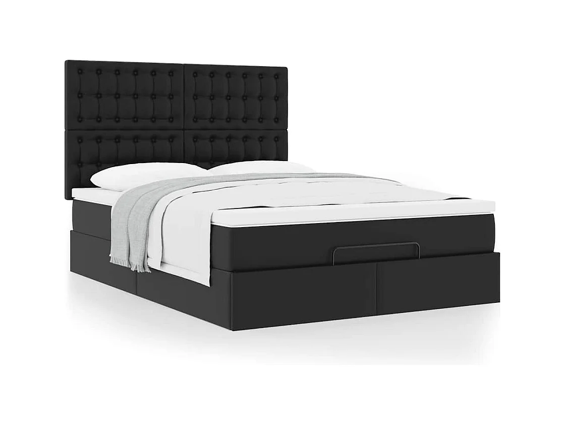 Cadre de lit ottoman avec matelas noir 140x190 cm similicuir