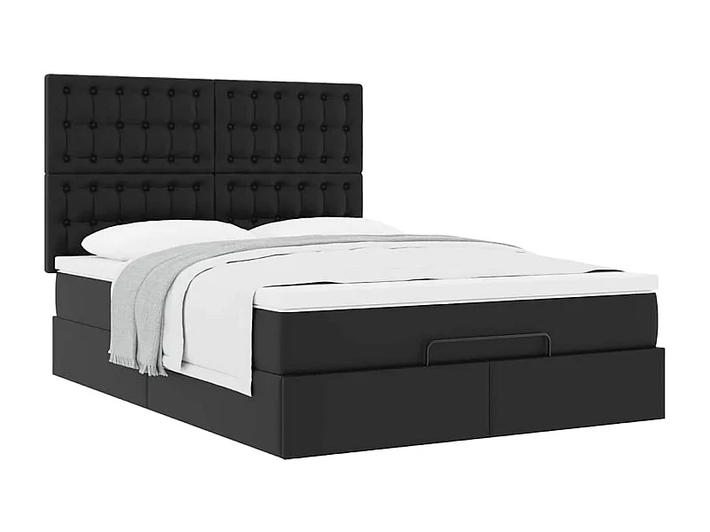 Cadre de lit ottoman avec matelas noir 140x190 cm similicuir
