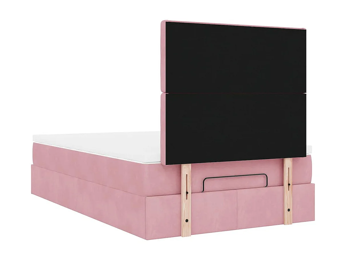 Estructura de cama otomana colchones terciopelo rosa 120x200cm