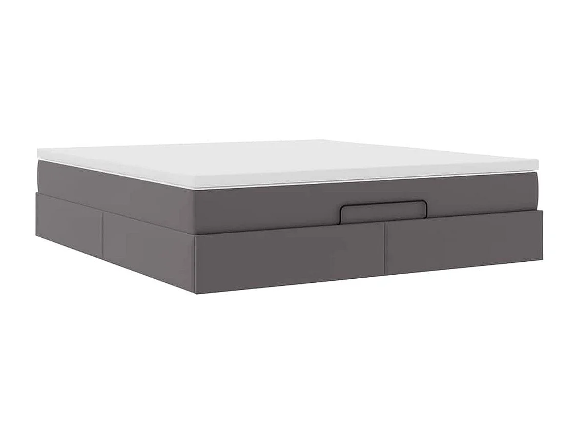 Cadre de lit ottoman avec matelas gris 180x200 cm similicuir