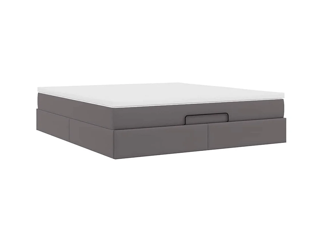 Cadre de lit ottoman avec matelas gris 180x200 cm similicuir