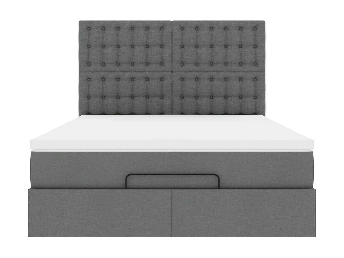 Estructura cama otomana colchón tela gris oscuro 140x200cm