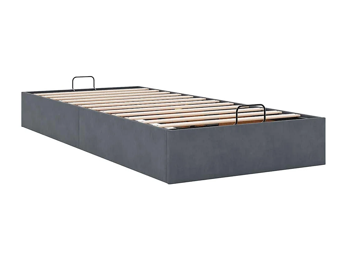 Cadre de lit ottoman sans matelas gris foncé 80x200 cm velours