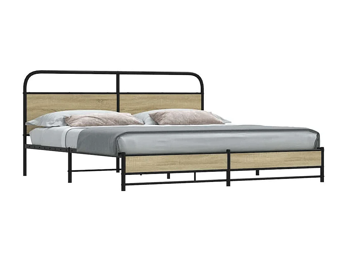 Estructura de cama sin colchón metal roble Sonoma 183x213 cm