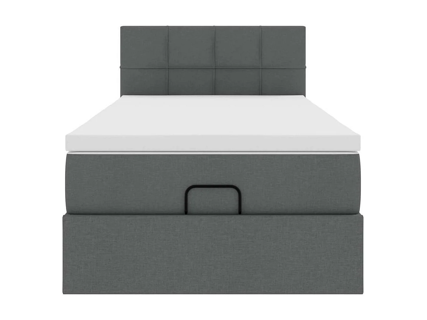 Cadre de lit ottoman avec matelas gris foncé 100x200 cm tissu