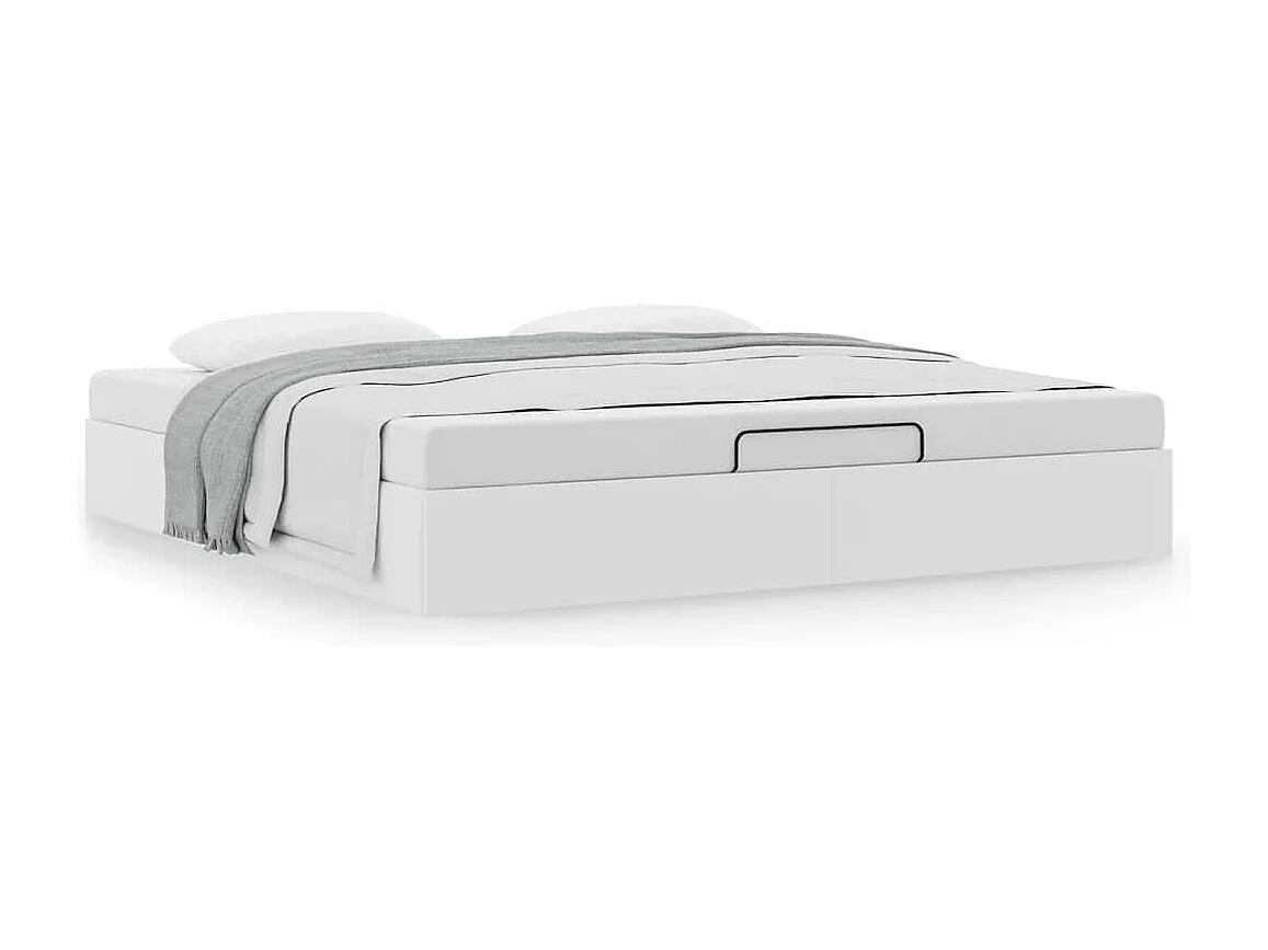 Cadre de lit ottoman sans matelas blanc 200x200 cm similicuir