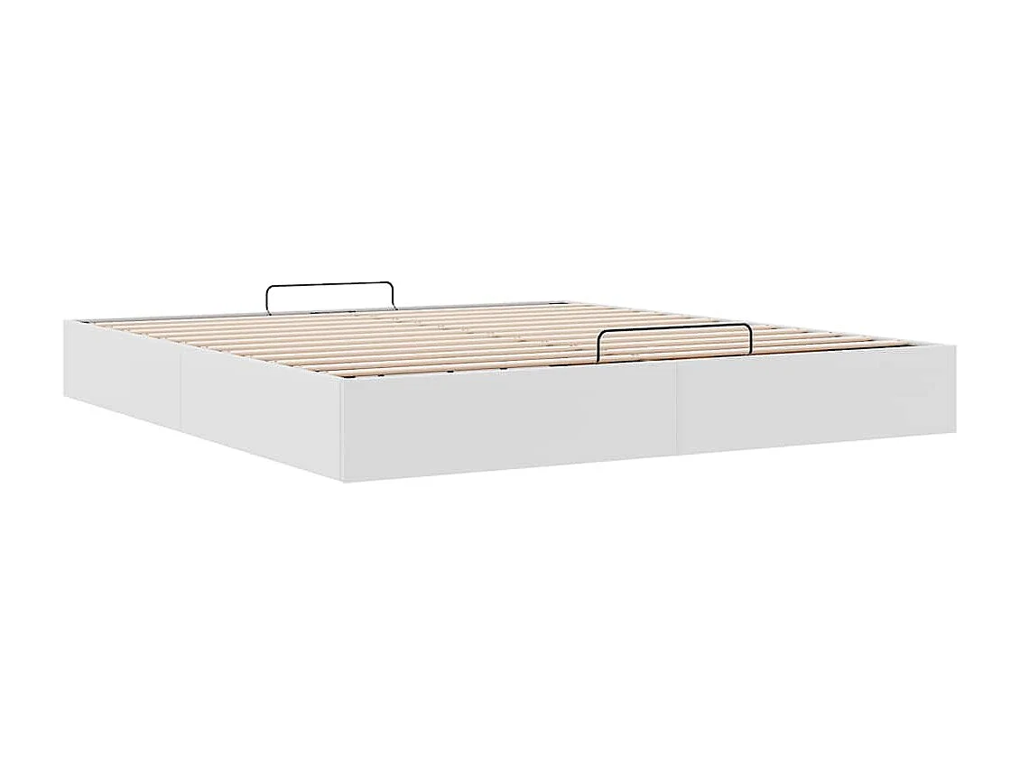 Cadre de lit ottoman sans matelas blanc 200x200 cm similicuir