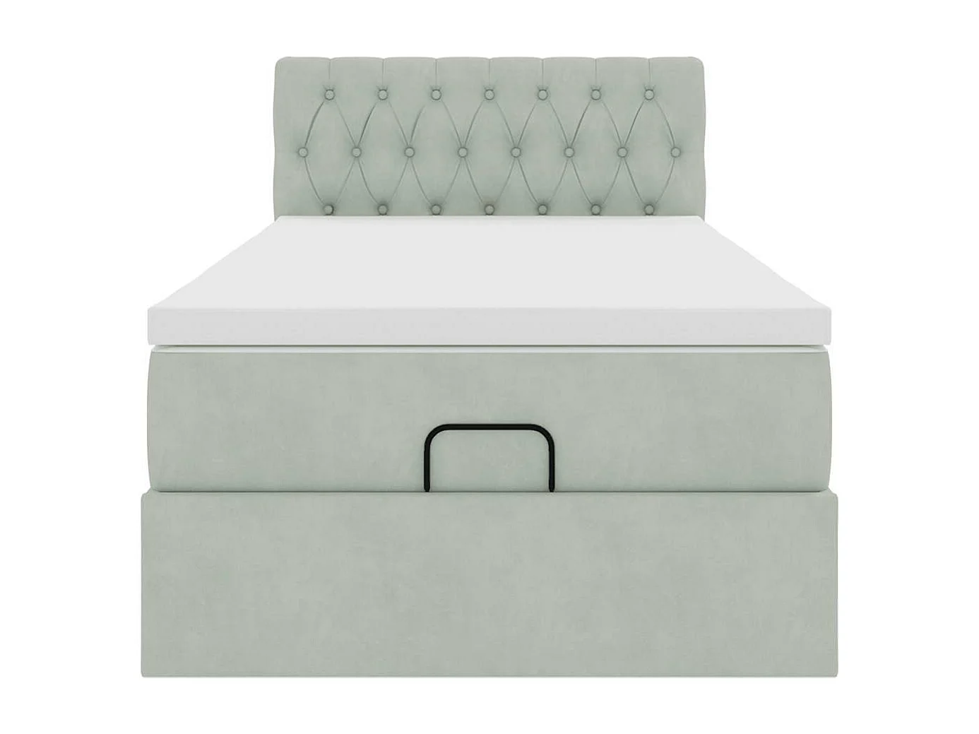 Ottoman bed met matras 100x200 cm fluweel lichtgrijs