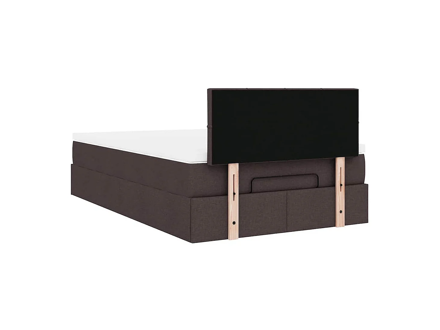 Cadre de lit ottoman avec matelas marron foncé 120x190 cm tissu