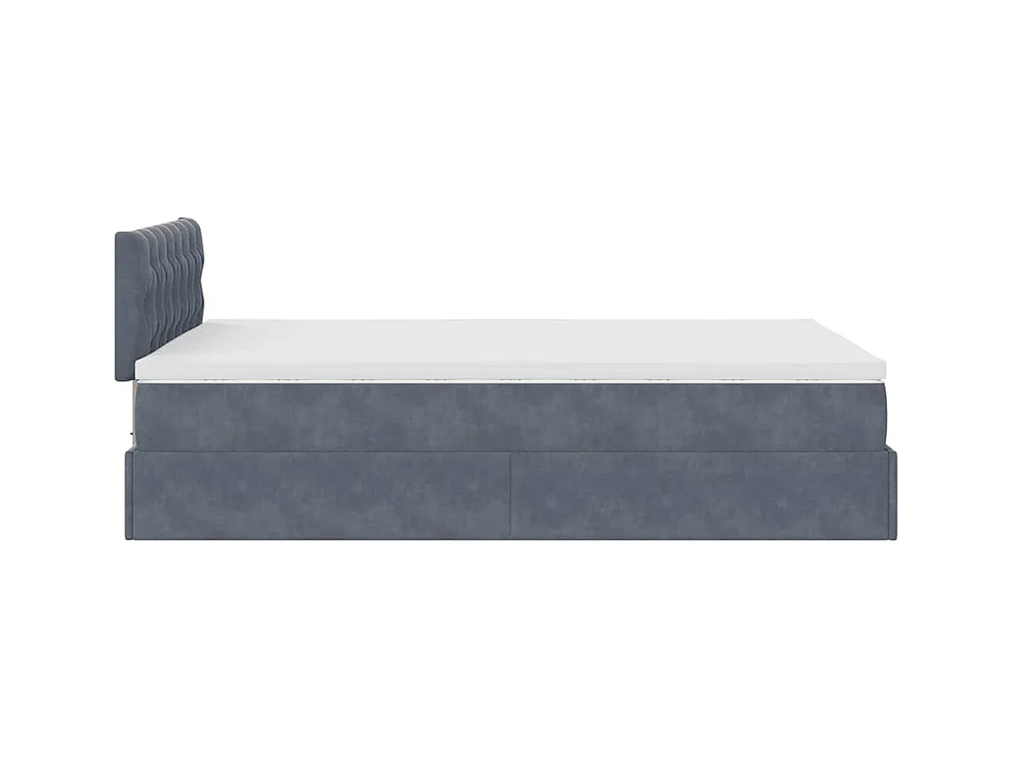 Cadre de lit ottoman et matelas gris foncé 120x200 cm velours