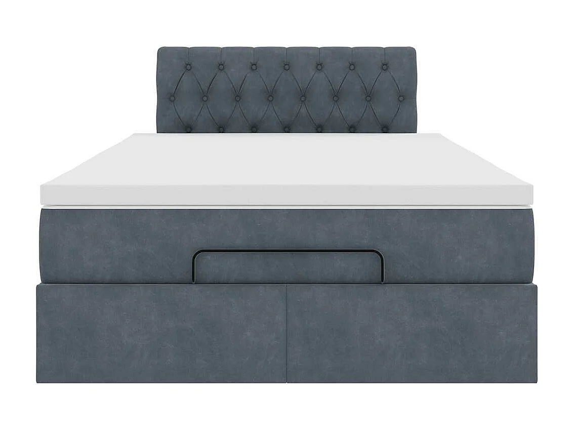 Cadre de lit ottoman et matelas gris foncé 120x200 cm velours
