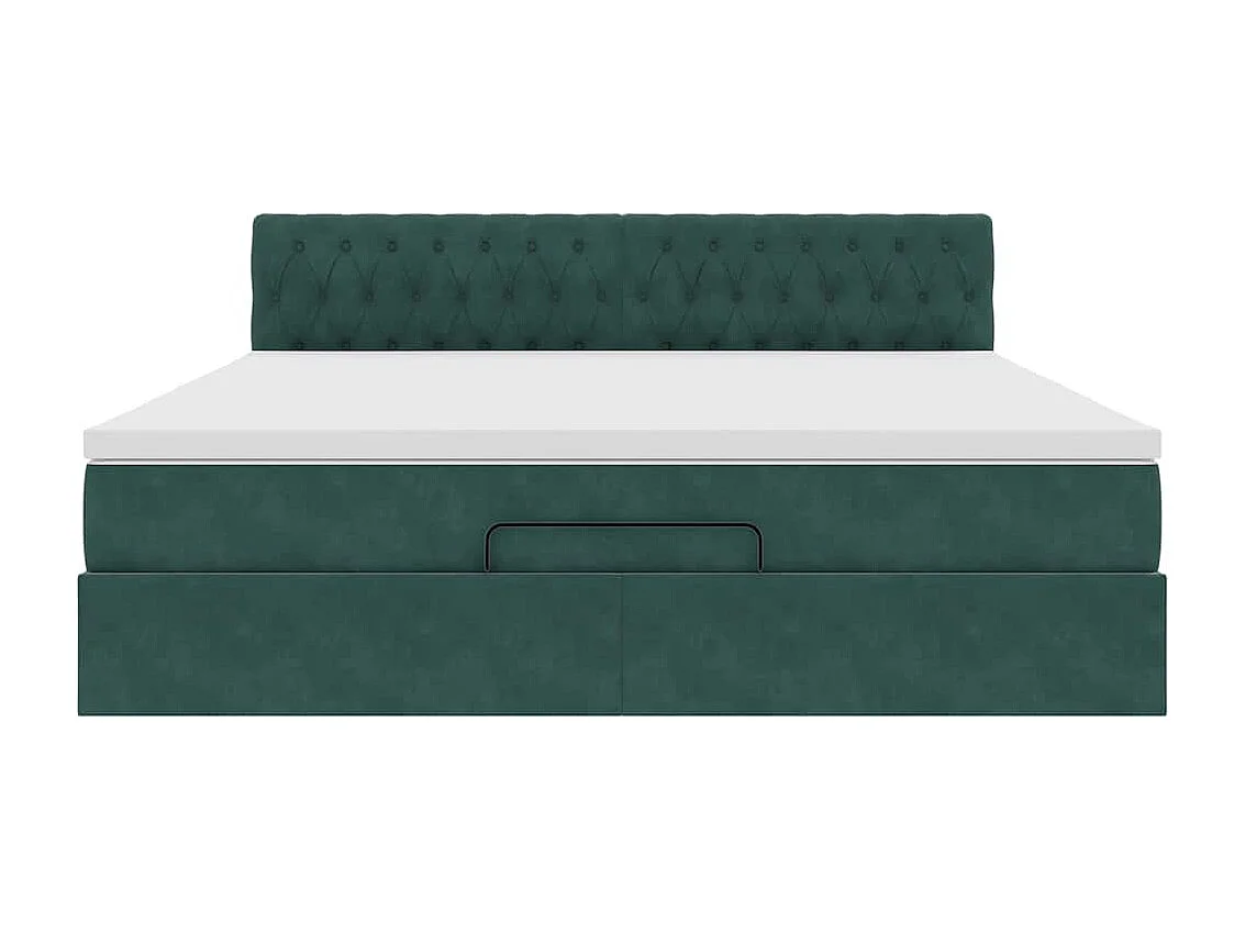 Cadre de lit ottoman avec matelas vert foncé 180x200 cm velours