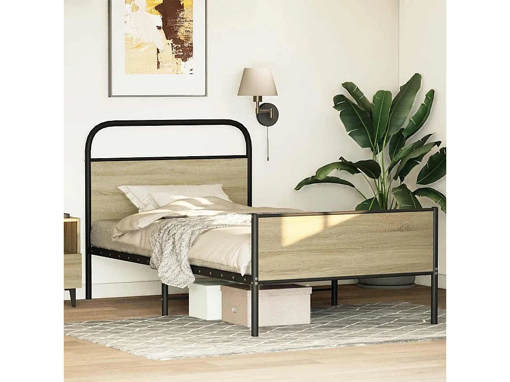 Cadre de lit sans matelas 90x190cm chêne sonoma bois ingénierie