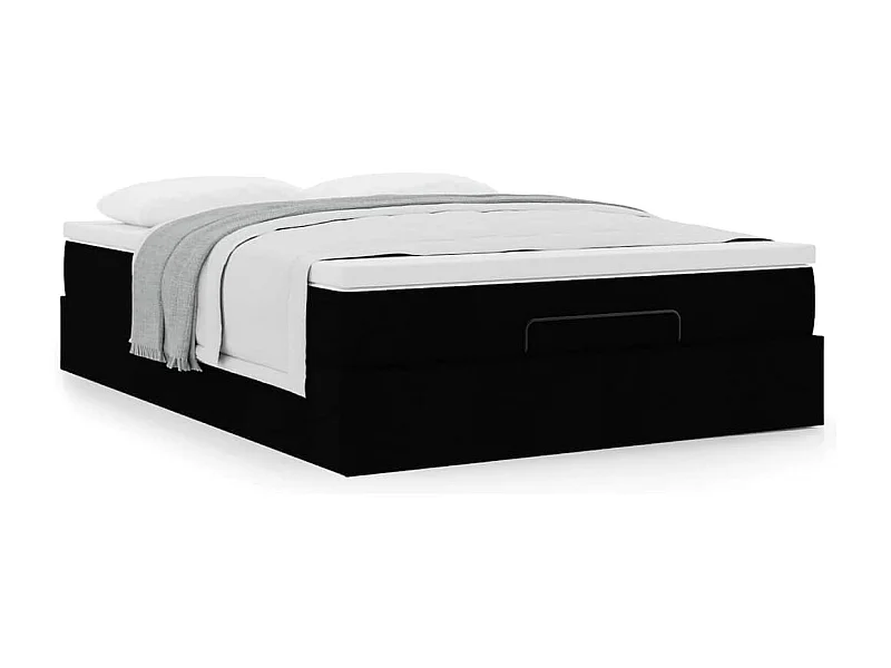 Estrutura de cama otomana com colchão 140x190 cm preta