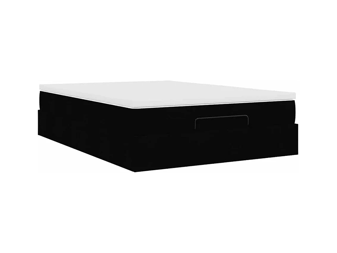 Cadre de lit ottoman avec matelas noir 140x190 cm similicuir
