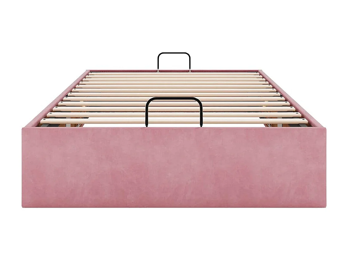 Estructura de cama otomana sin colchón terciopelo rosa 80x200cm