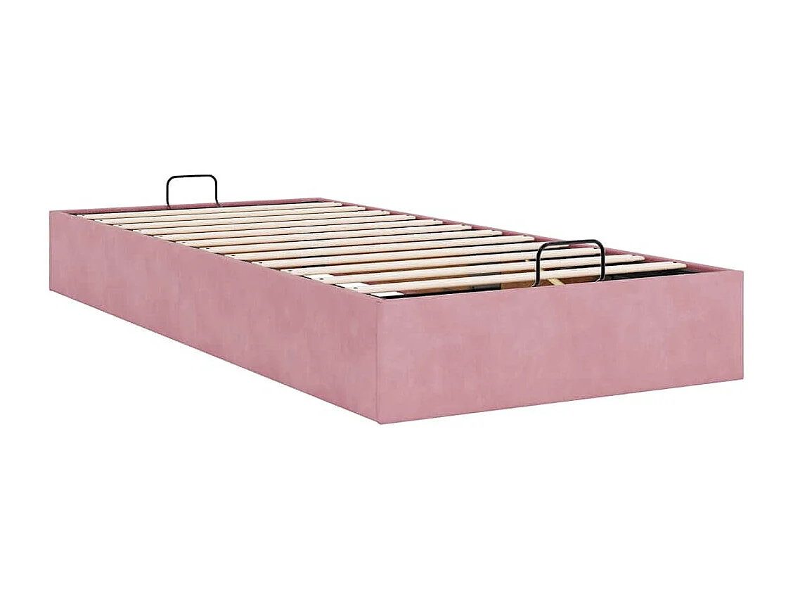 Estructura de cama otomana sin colchón terciopelo rosa 80x200cm