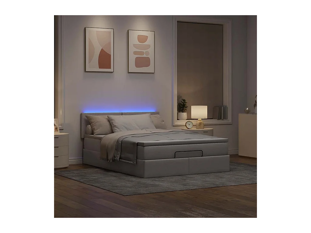 Lit ottoman avec matelas taupe 140x200 cm tissu