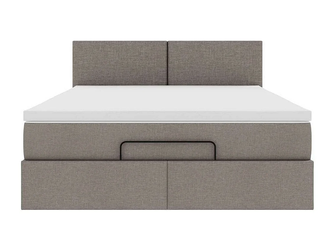 Lit ottoman avec matelas taupe 140x200 cm tissu