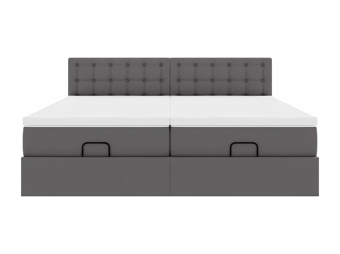 Cadre de lit ottoman avec matelas gris 200x200 cm similicuir