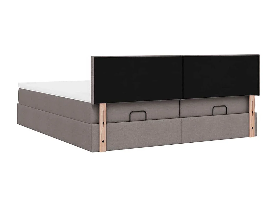 Cadre de lit ottoman avec matelas taupe 180x200 cm tissu