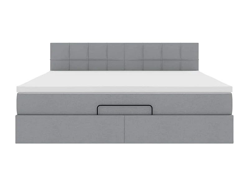 Cadre de lit ottoman et matelas gris clair 160x200cm tissu