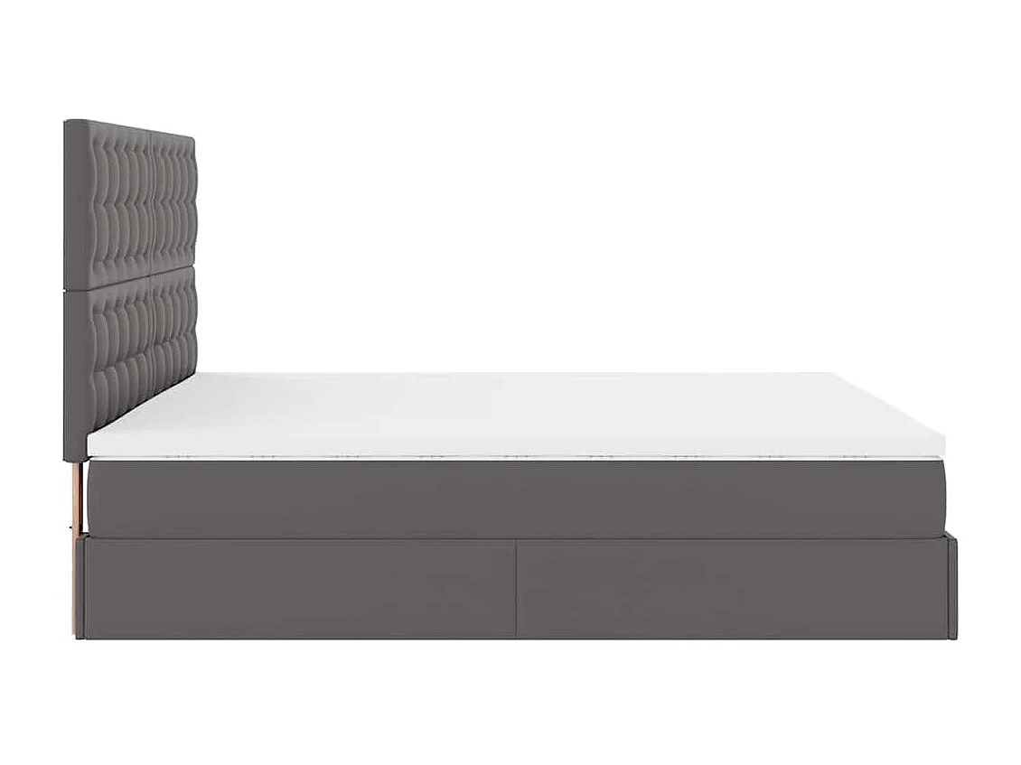Cadre de lit ottoman avec matelas gris 160x200 cm similicuir