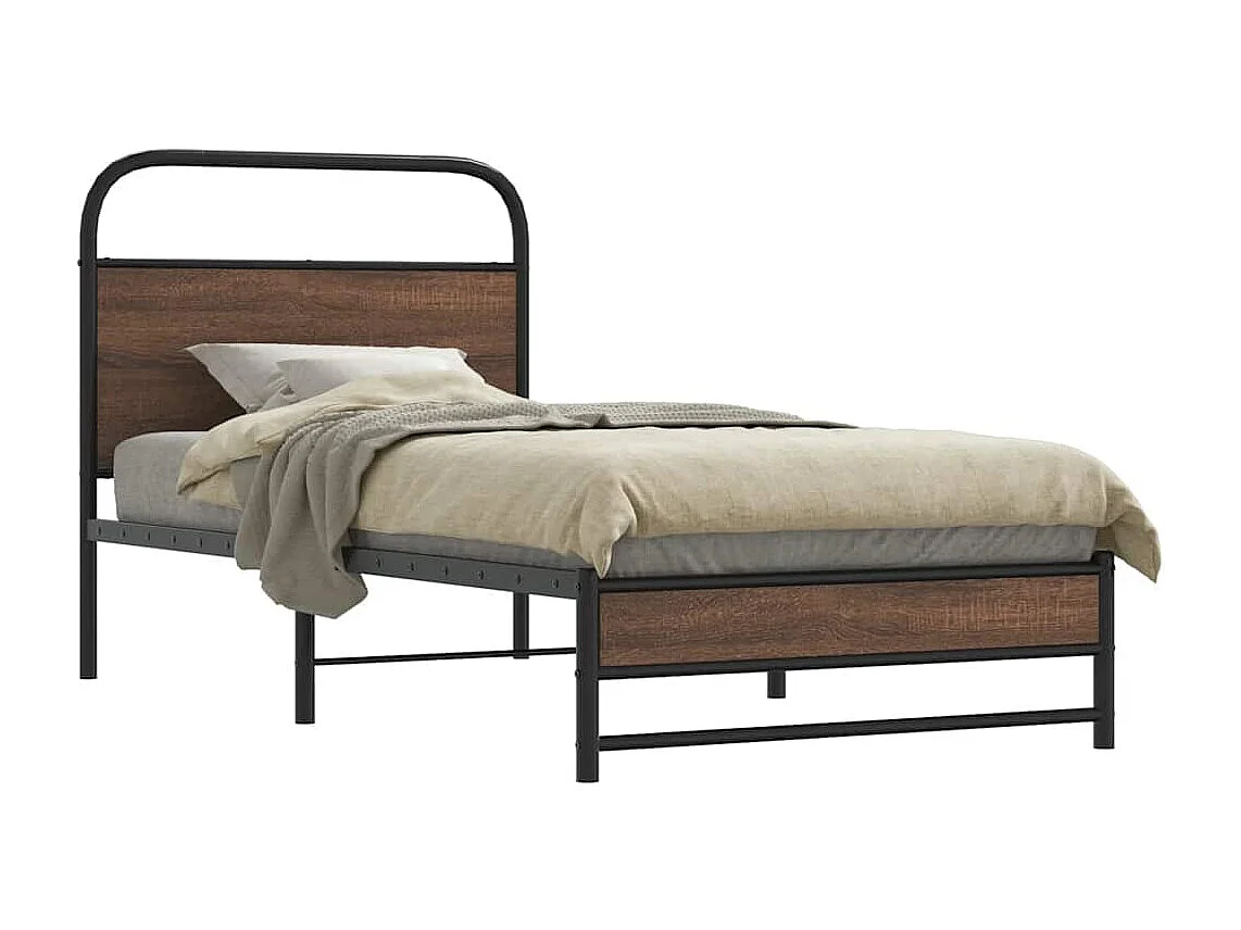 Cadre de lit sans matelas 90x200cm chêne marron bois ingénierie