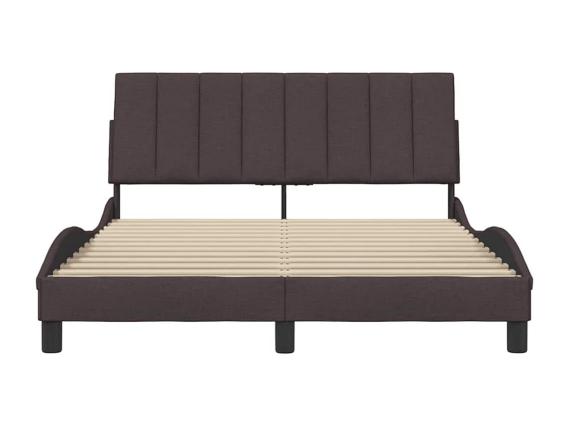Cadre de lit sans matelas marron foncé 140x200 cm tissu