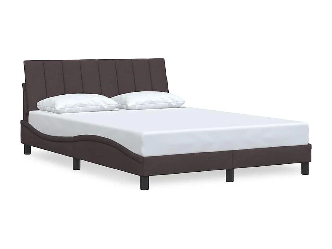Cadre de lit sans matelas marron foncé 140x200 cm tissu