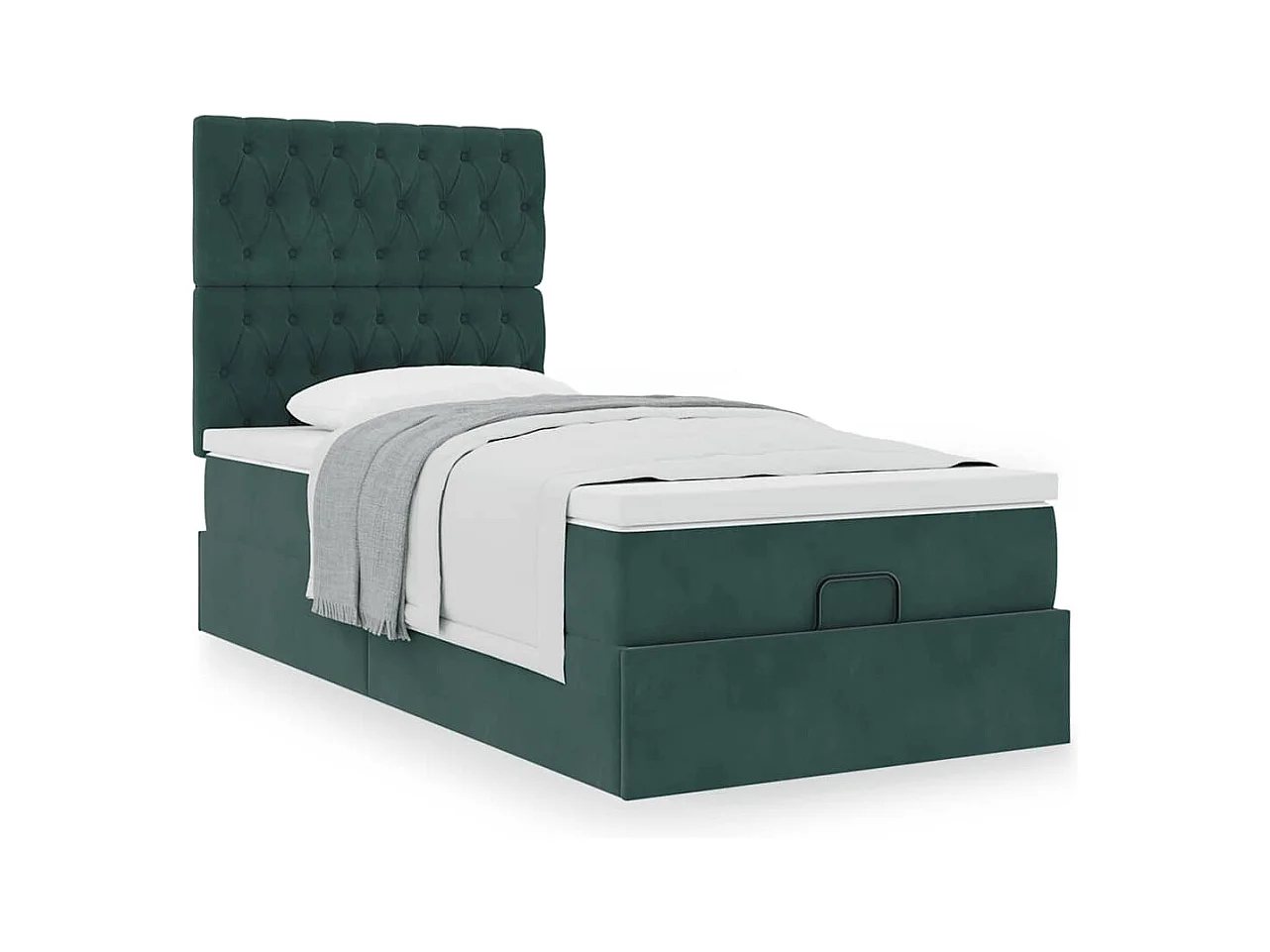 Cadre de lit ottoman avec matelas vert foncé 80x200 cm velours