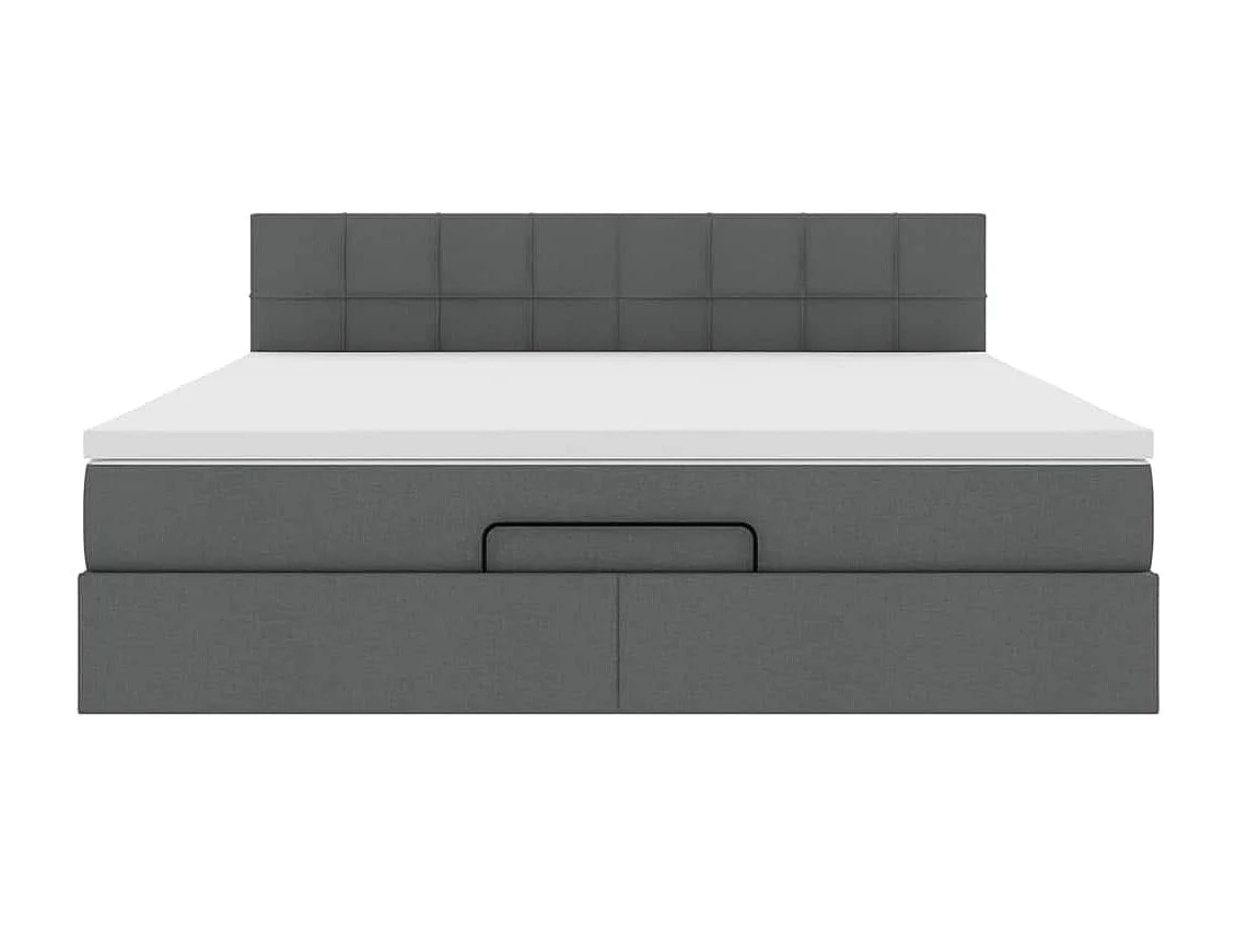 Cadre de lit ottoman avec matelas gris foncé 180x200 cm tissu