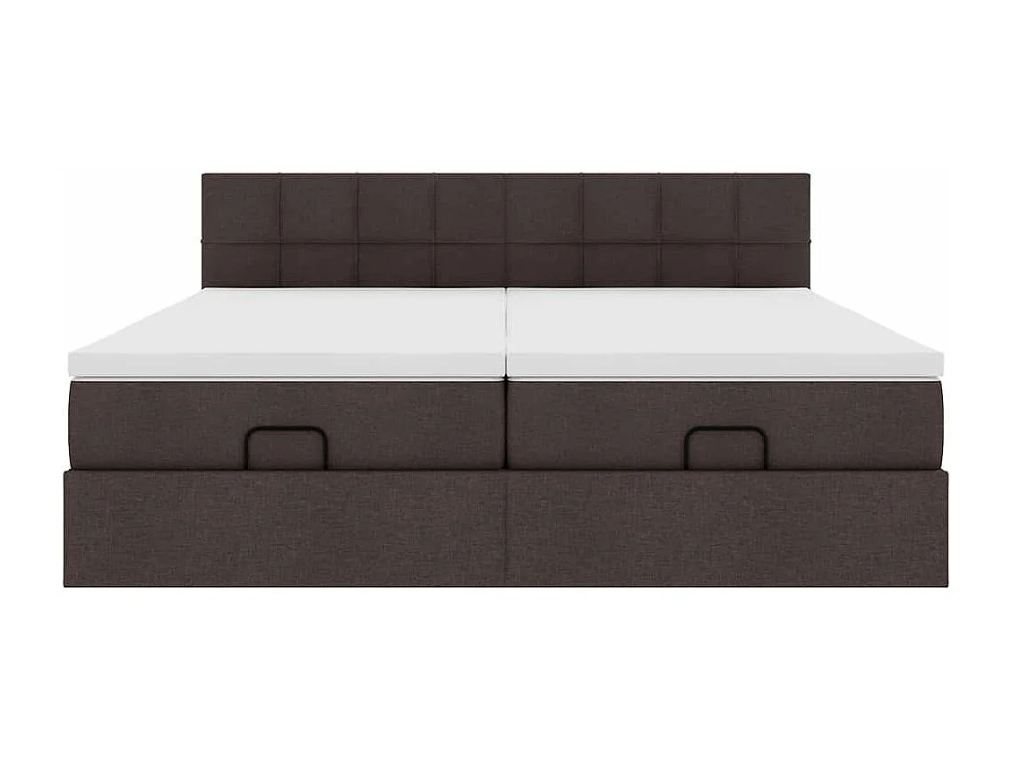 Cadre de lit ottoman avec matelas marron foncé 180x200 cm tissu