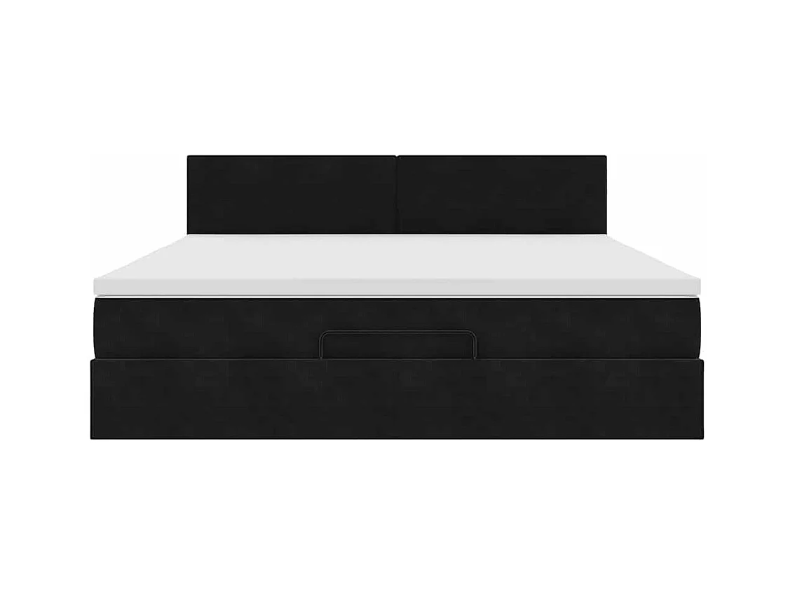 Cadre de lit ottoman avec matelas noir 160x200 cm velours