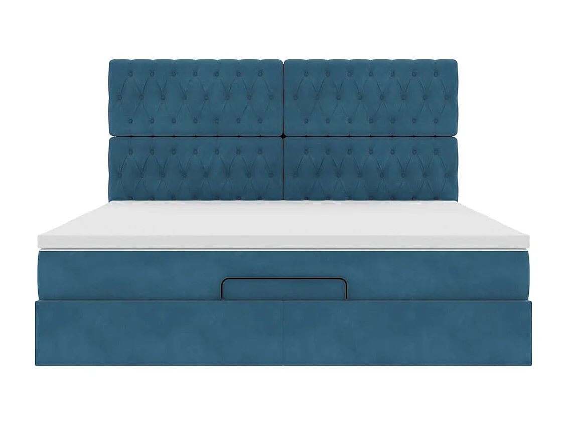 Estructura de cama otomana colchones terciopelo azul oscuro