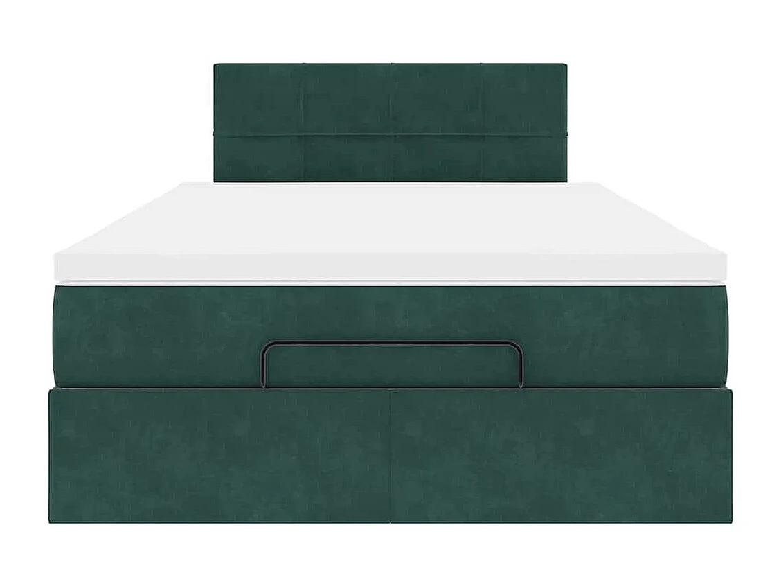 Cadre de lit ottoman avec matelas vert foncé 120x200 cm velours