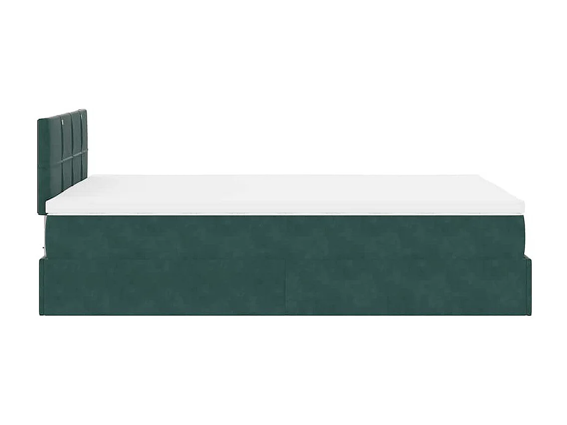 Cadre de lit ottoman avec matelas vert foncé 120x200 cm velours