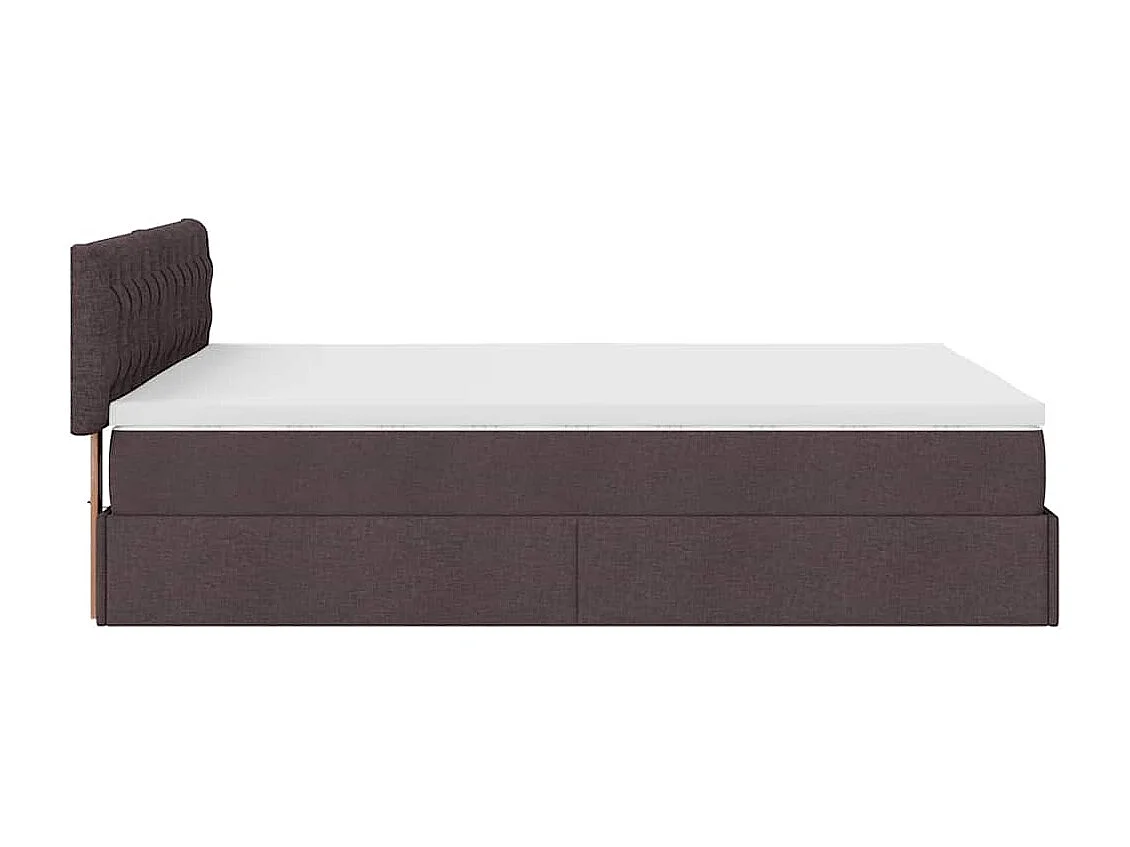 Cadre de lit ottoman avec matelas marron foncé 140x200 cm tissu