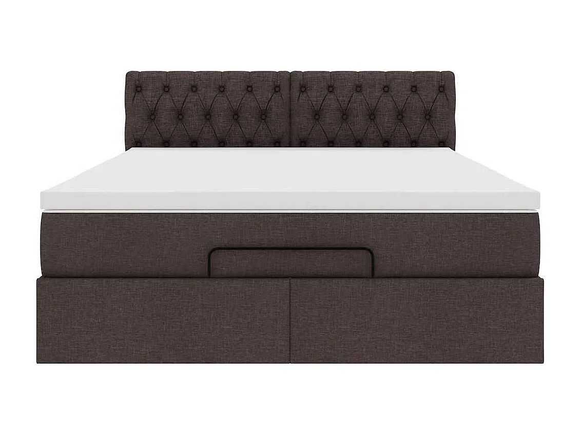 Ottoman bed met matras en LED's 140x200cm stof donkerbruin