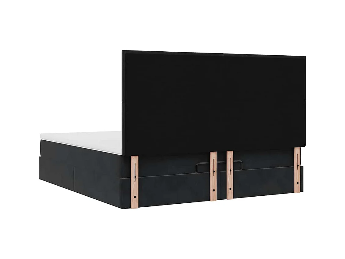 Cadre de lit ottoman avec matelas noir 160x200 cm velours