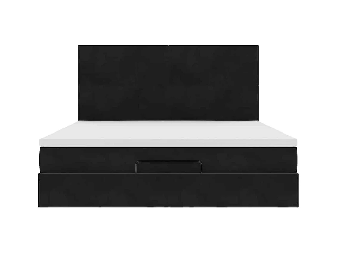 Cadre de lit ottoman avec matelas noir 160x200 cm velours