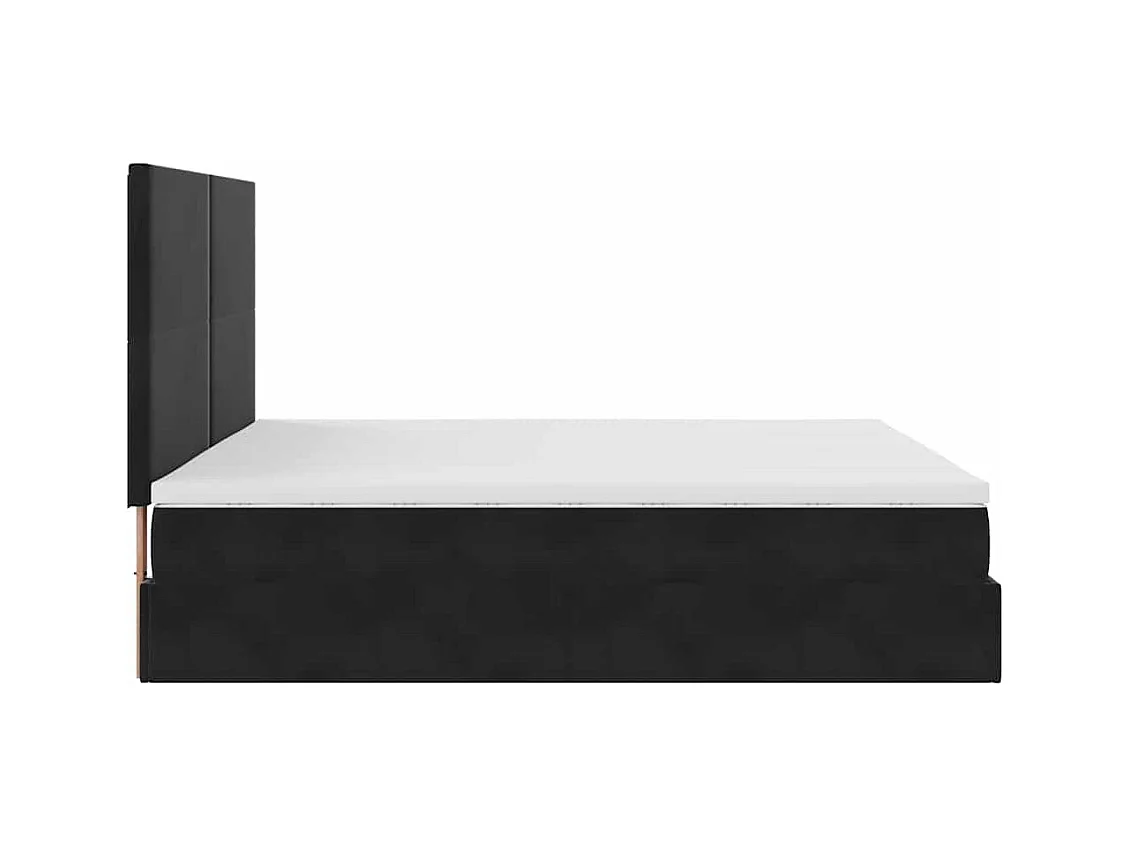 Cadre de lit ottoman avec matelas noir 160x200 cm velours