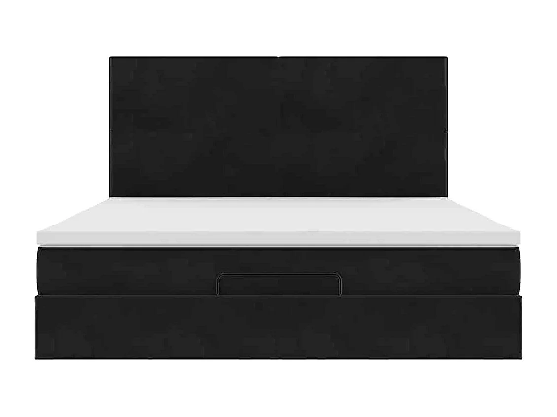 Cadre de lit ottoman avec matelas noir 160x200 cm velours
